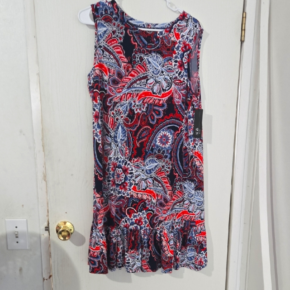 AGB Medium Paisley Sleeveless Dress - Red, White and Blue